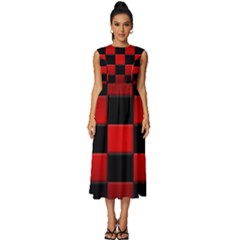 Black And Red Backgrounds- Sleeveless Round Neck Midi Dress by Amaryn4rt