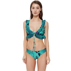 Texture Butterflies Background Low Cut Ruffle Edge Bikini Set by Amaryn4rt