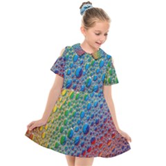 Bubbles Rainbow Colourful Colors Kids  Short Sleeve Shirt Dress by Amaryn4rt