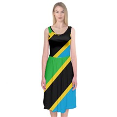 Flag Of Tanzania Midi Sleeveless Dress by Amaryn4rt