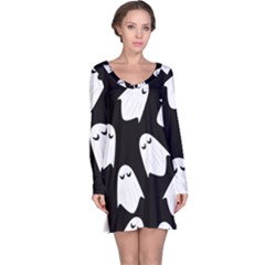 Ghost Halloween Pattern Long Sleeve Nightdress by Amaryn4rt