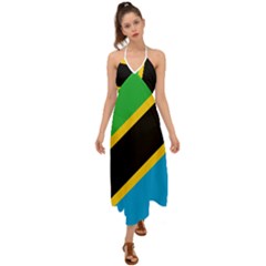 Flag Of Tanzania Halter Tie Back Dress  by Amaryn4rt