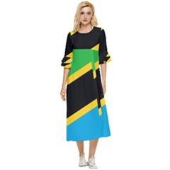 Flag Of Tanzania Double Cuff Midi Dress by Amaryn4rt