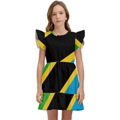 Flag Of Tanzania Kids  Winged Sleeve Dress by Amaryn4rt