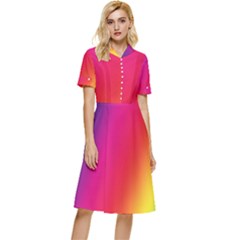 Rainbow Colors Button Top Knee Length Dress by Amaryn4rt