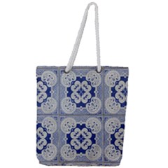 Ceramic-portugal-tiles-wall Full Print Rope Handle Tote (large) by Amaryn4rt