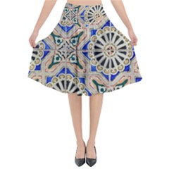 Ceramic-portugal-tiles-wall- Flared Midi Skirt by Amaryn4rt