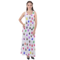 Paw Prints Background Sleeveless Velour Maxi Dress by Amaryn4rt