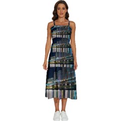 Cleveland Building City By Night Sleeveless Shoulder Straps Boho Dress by Amaryn4rt