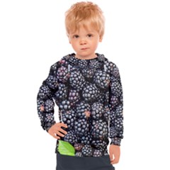 Blackberries-background-black-dark Kids  Hooded Pullover by Amaryn4rt