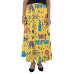 Colorful-funny-christmas-pattern Cool Ho Ho Ho Lol Flared Maxi Skirt by Amaryn4rt