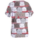 Cute Adorable Bear Merry Christmas Happy New Year Cartoon Doodle Seamless Pattern Women s Oversized T-Shirt View2