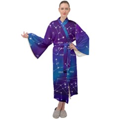 Realistic-night-sky-poster-with-constellations Maxi Velvet Kimono by Amaryn4rt