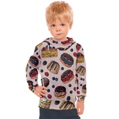 Seamless-pattern-with-sweet-cakes-berries Kids  Hooded Pullover by Amaryn4rt