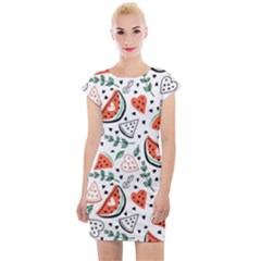 Seamless-vector-pattern-with-watermelons-mint Cap Sleeve Bodycon Dress by Amaryn4rt