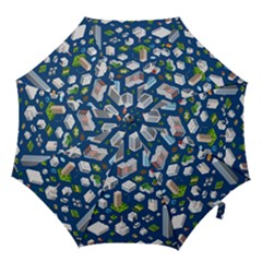 Isometric-seamless-pattern-megapolis Hook Handle Umbrellas (medium) by Amaryn4rt