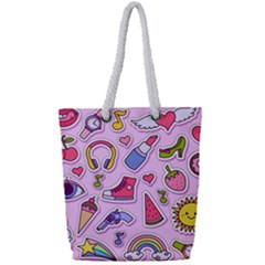 Fashion-patch-set Full Print Rope Handle Tote (small) by Amaryn4rt