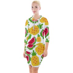 Watermelon-pattern-se-fruit-summer Quarter Sleeve Hood Bodycon Dress by Amaryn4rt