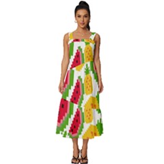 Watermelon-pattern-se-fruit-summer Square Neckline Tiered Midi Dress by Amaryn4rt