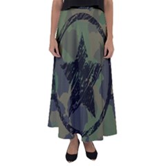 Military-camouflage-design Flared Maxi Skirt by Amaryn4rt