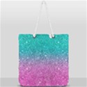 Pink And Turquoise Glitter Full Print Rope Handle Tote (Large) View2