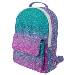 Pink And Turquoise Glitter Flap Pocket Backpack (small) by Sarkoni