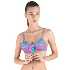 Pink And Turquoise Glitter Tie Up Cut Bikini Top by Sarkoni