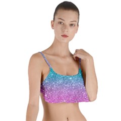 Pink And Turquoise Glitter Layered Top Bikini Top  by Sarkoni