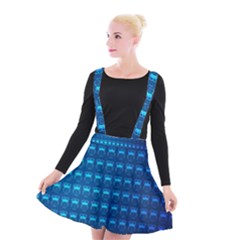 Bird Pattern Owl Drawing Suspender Skater Skirt by Pakjumat