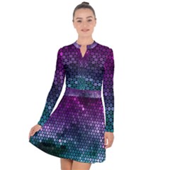 Digital Abstract Party Event Long Sleeve Panel Dress by Pakjumat