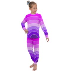 Pink Rainbow Purple Design Pattern Kids  Long Sleeve Set  by Pakjumat