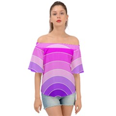 Pink Rainbow Purple Design Pattern Off Shoulder Short Sleeve Top by Pakjumat