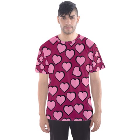 Pattern Pink Abstract Heart Men s Sport Mesh T-shirt by Pakjumat