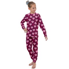 Pattern Pink Abstract Heart Kids  Long Sleeve Set  by Pakjumat