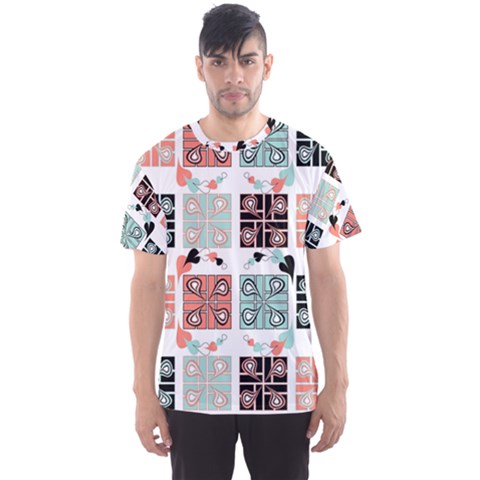 Mint Black Coral Heart Paisley Men s Sport Mesh T-shirt by Pakjumat