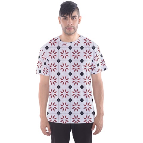 Tile Pattern Design Flowers Men s Sport Mesh T-shirt by Pakjumat