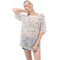 Spaceship Pattern Star Oversized Chiffon Top by Pakjumat