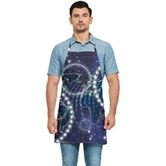 Continents Stars Networks Internet Kitchen Apron by Pakjumat