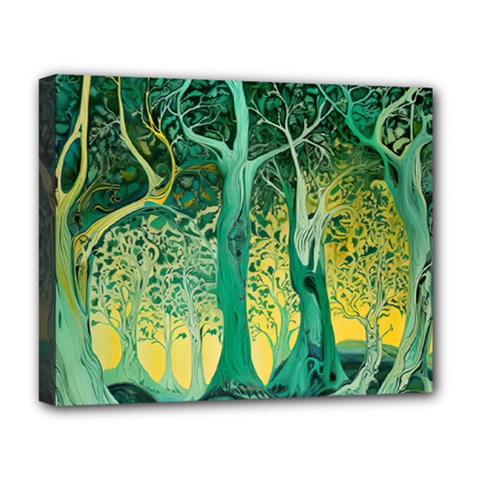 Nature Trees Forest Mystical Forest Jungle Deluxe Canvas 20  X 16  (stretched) by Pakjumat