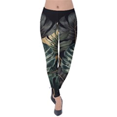 Tropical Leaves Foliage Monstera Nature Home Velvet Leggings by Pakjumat