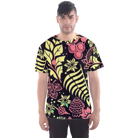 Flower Leaves Floral Flora Nature Men s Sport Mesh T-shirt by Pakjumat