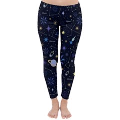 Starry Night  Space Constellations  Stars  Galaxy  Universe Graphic  Illustration Classic Winter Leggings by Pakjumat