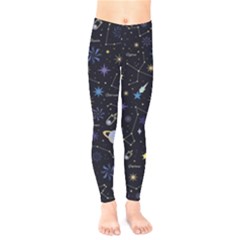 Starry Night  Space Constellations  Stars  Galaxy  Universe Graphic  Illustration Kids  Classic Winter Leggings by Pakjumat