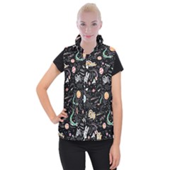 Animals Galaxy Space Women s Button Up Vest by Pakjumat