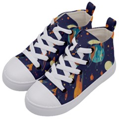 Space Galaxy Planet Universe Stars Night Fantasy Kids  Mid-top Canvas Sneakers by Pakjumat