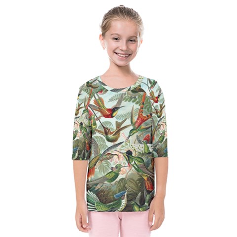 Humming Birds Trochilidae Kids  Quarter Sleeve Raglan T-shirt by Pakjumat