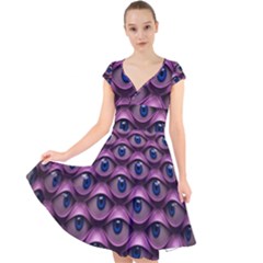 Artistic Eye Psychedelic Cap Sleeve Front Wrap Midi Dress by Modalart