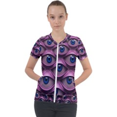 Artistic Eye Psychedelic Short Sleeve Zip Up Jacket by Modalart