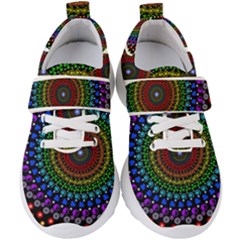 3d Psychedelic Shape Circle Dots Color Kids  Velcro Strap Shoes by Modalart