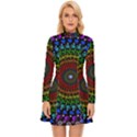 3d Psychedelic Shape Circle Dots Color Long Sleeve Velour Longline Dress View1